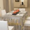 MONKDECOR Classic Transparent 6 Seater Rectangle Dining Table Cover with Golden Lace (60x90 Inches) view 2