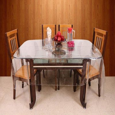 MONKDECOR Classic Transparent 6 Seater Oval Dining Table Cover Without Lace (60x90 Inches)