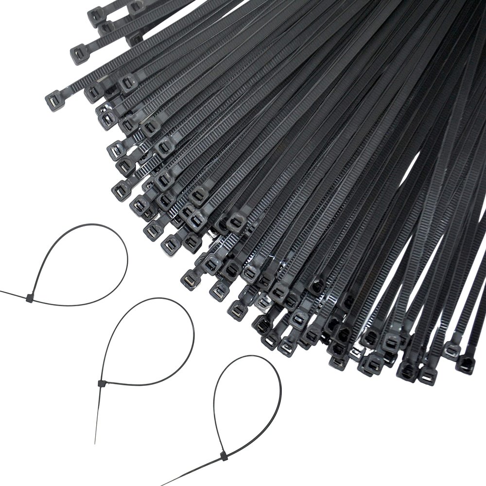 GLOBOMOTIVE Teeth Grip Nylon Self Locking Cable Ties, Black (350 mm x 4.8 mm,14 inch, Pack of 200) - Heavy Duty Strong Zip Wire Fastener Organizer Tie