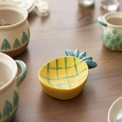 The Himalayan Goods Company Stoneware Ceramic Pineapple Ladle Spoon Rest Stand or Small Snacks Serving Tray (7.5 x 4.5 inches) (Yellow)