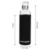 Cutting EDGE 500ml Borosilicate Round Glass Water Bottle Set of 1 with Black Portable Carrying Sleeve for School, Home, Office, Travel, Sport, Yoga, Gym, Hot, Cold Drinks (Transparent) view 3