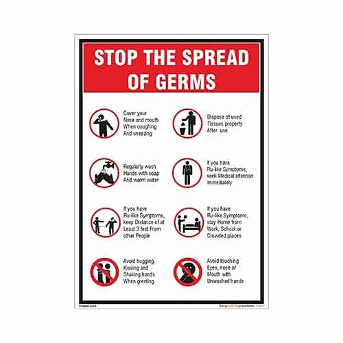 buysafetyposters.com - To Stop the Spread of Germs Sign In English - PVC Sticker - (Portrait A3, 12 inch X 18 inch, Multicolor)
