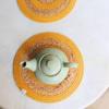JASMEY HOMES Set of 2 Dining Table Mat 30cm Round Mat - Yellow (Double Ring) | Used as Centre Table dcor placemat/House Warming Gifts for New Home view 2