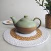 JASMEY HOMES Set of 2 Dining Table Mat 30cm Round Mat - White (Double Ring) | Used as Centre Table dcor placemat/House Warming Gifts for New Home view 2