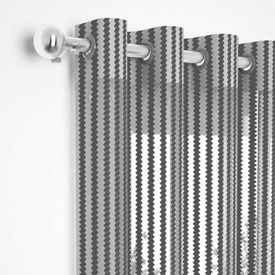 Soulful Creations Beautiful Sheer Strip String Net Tissue Polyester Curtains for Window 5 Feet, Pack of 2 (Grey)