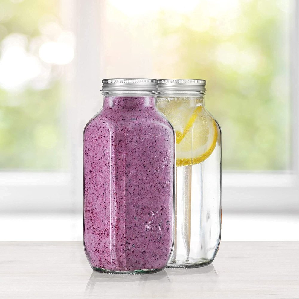 Brezzycloud Glass Food Grade Airtight Water Bottle with Leak-Proof Stainless Steel Lid - Water, Smoothie, Juicer and Beverage Glasses - 500ml (Set of 2)