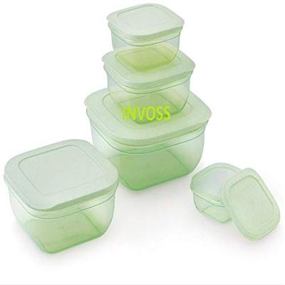 INVOSS Combo Plastic Container Set, Modular Fridge Food Storage Container Set,Kitchen Storage Container for Rice, Dal, Atta,Flour, Cereals, Snacks - Multicolor (As per Send Available) (Square)