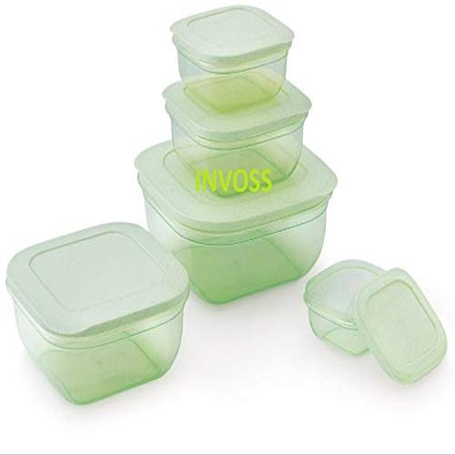INVOSS Combo Plastic Container Set, Modular Fridge Food Storage Container Set,Kitchen Storage Container for Rice, Dal, Atta,Flour, Cereals, Snacks - Multicolor (As per Send Available) (Square)
