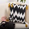 Decoghar Black Handmade Bohemian Embroidered Cushion Cover for Sofa, Bed & Living Room | Soft Cotton Feel for Summer Comfort | 16x16 Inch | Pack of 1 view 2