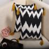 Decoghar Black Handmade Bohemian Embroidered Cushion Cover for Sofa, Bed & Living Room | Soft Cotton Feel for Summer Comfort | 16x16 Inch | Pack of 1 view 3