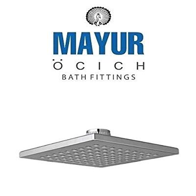 MAYUR CICH BATH FITTINGS, Over Head Shower with 6 inch Shower Arm and Wall Flange (CHROME FINISH) for Hot and Cold Water (WALL MOUNTED) (RAIN 6X6)