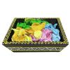 PRAMUKH STORE Wooden Hand Painting Bowl with Petals for Table and Home Decorative (15 x 15 x 3.5 cm, Brown) view 1