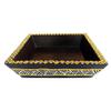 PRAMUKH STORE Wooden Hand Painting Bowl with Petals for Table and Home Decorative (15 x 15 x 3.5 cm, Brown) view 3