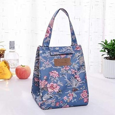HOUSEHOLD CULTURE Thermal Portable Insulated Cooler Oxford Cloth Multicolour Lunch Bag for Office Women, Men Flamingo Print Random Color Pack of 1