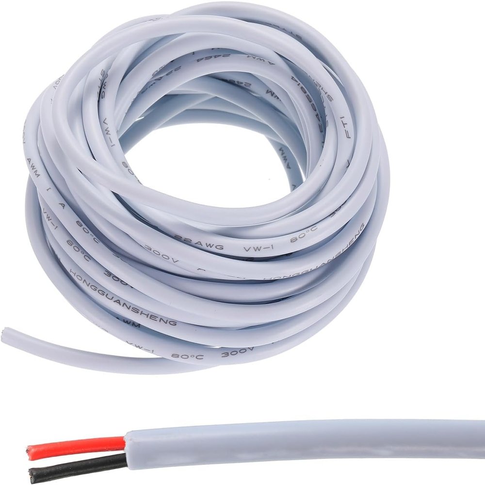 Glopro 1mm Round 2 core Copper Wire Cable for Home Single Phase Connection Upto 1250V (50 feet, White)