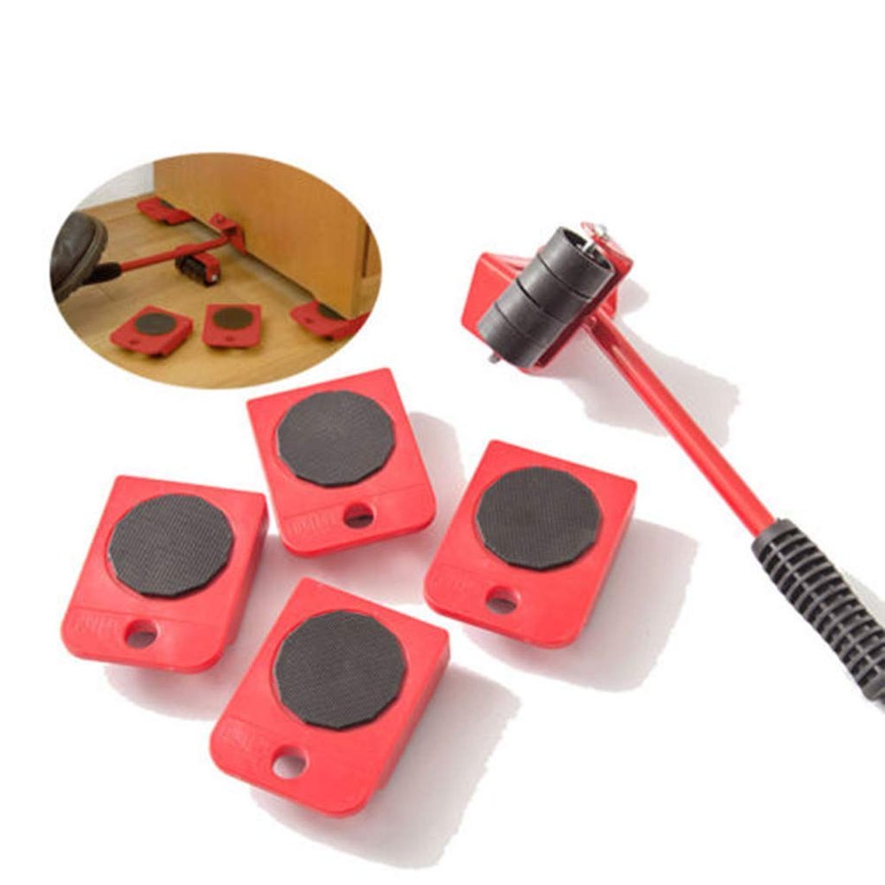IZ LeZoir Heavy Duty Furniture Lifter with Sliders for Easy and Safe Moving, Appliance Roller Suitable for Sofas, Couches and Refrigerators, Adjustable Height (Red Colour)