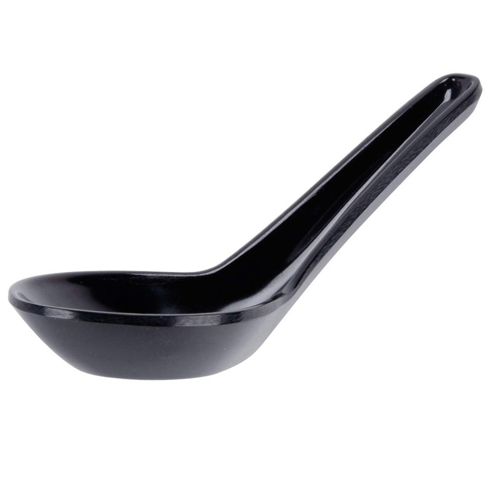 HAINE Unbreakable Pure Melamine Soup Spoons (13.5 cm), Pack of 6 (Black)