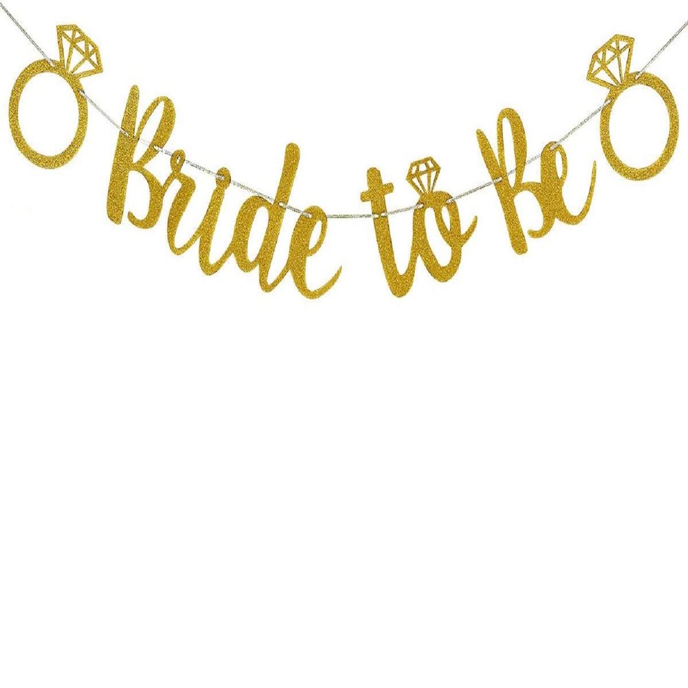 Festiko Bride to Be Gold Glitter Banner Bridal Shower Wedding Bridal Shower Hen Night Bunting Bachelorette Engagement Party Decoration Supplies