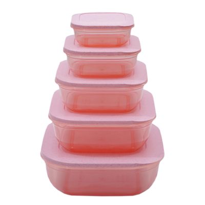 INVOSS Fridge Storage Containers for Vegetables  Multisize (Pack of 5) | Refrigerator Organiser Boxes | Freezer Safe, Plastic Fridge Containers | Kitchen Storage Box for Vegetables & Fruits - Pink
