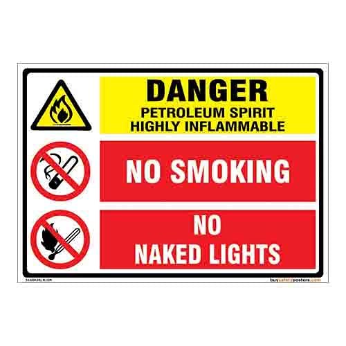 buysafetyposters.com - Danger Highly Flammable Combination In English - PVC Sticker - (LandscapeA3, 18 inch X 12 inch, Multicolor)