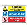 buysafetyposters.com - Danger Asbestos Combination Sign In English - PVC Sticker - (LandscapeA3, 18 inch X 12 inch, Multicolor) view 1