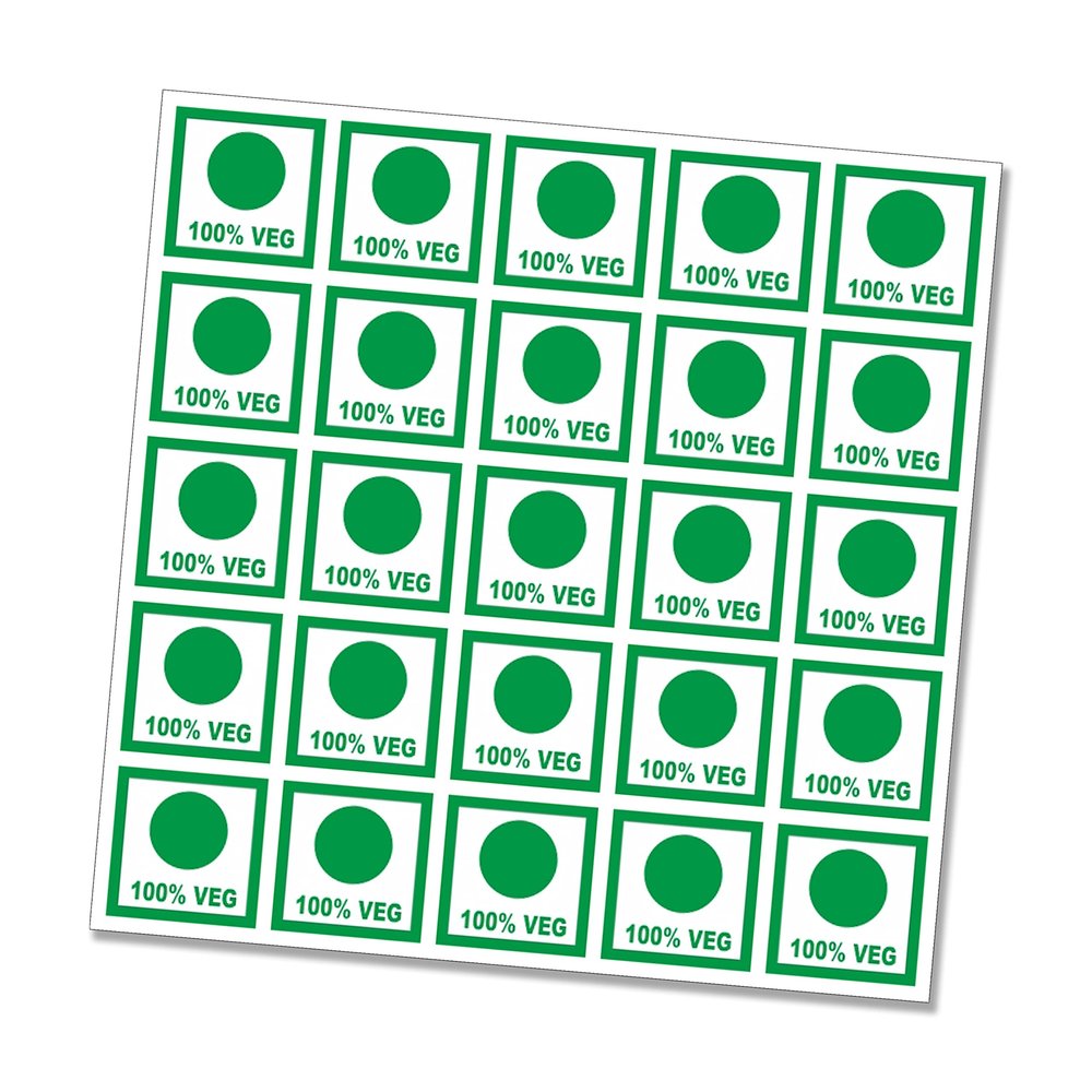 PG Creations 100 Percent Pure Veg Stickers for Food, Extra Small Size 10x10 mm Paper Labels, Green, 6000 Stickers