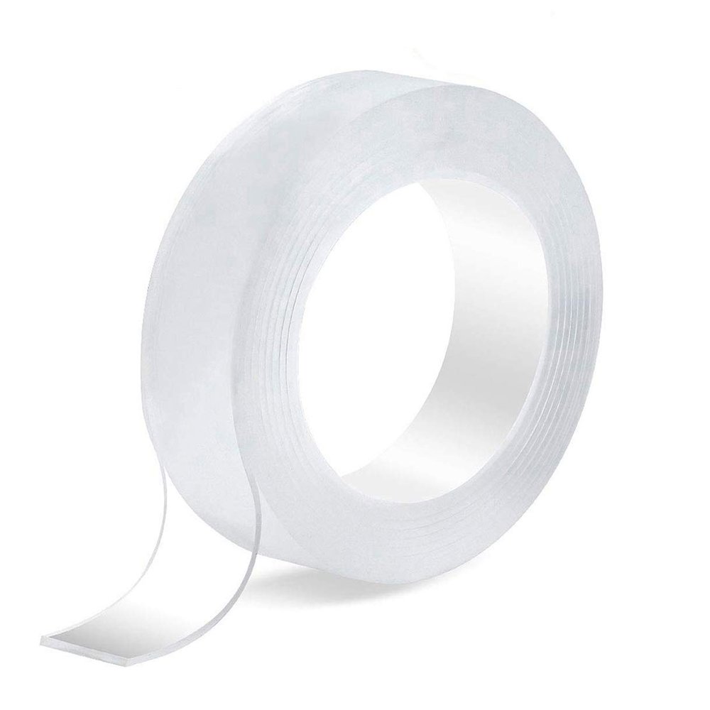 TS MART Grip Mg-3m 9.8 ft Secure Anything, Double Sided Reusable Adhesive Silicone Anti-Slip Strong Adhesive Traceless Multi-Functional Sticky Strips Tape (Transparent)