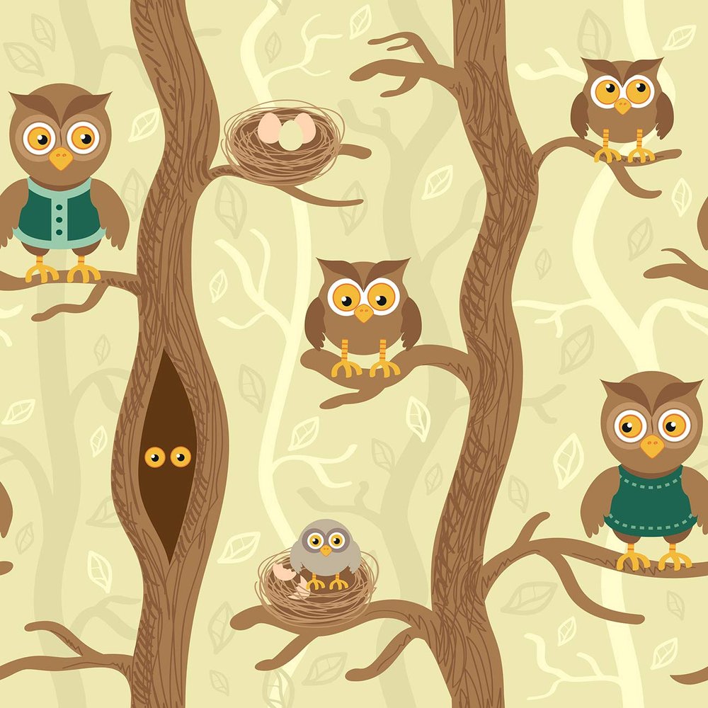 Unique Graphics Owl on Tree Self Adhesive Wallpaper Waterproof, Scratch Resistant, Laminated 41x244 cm