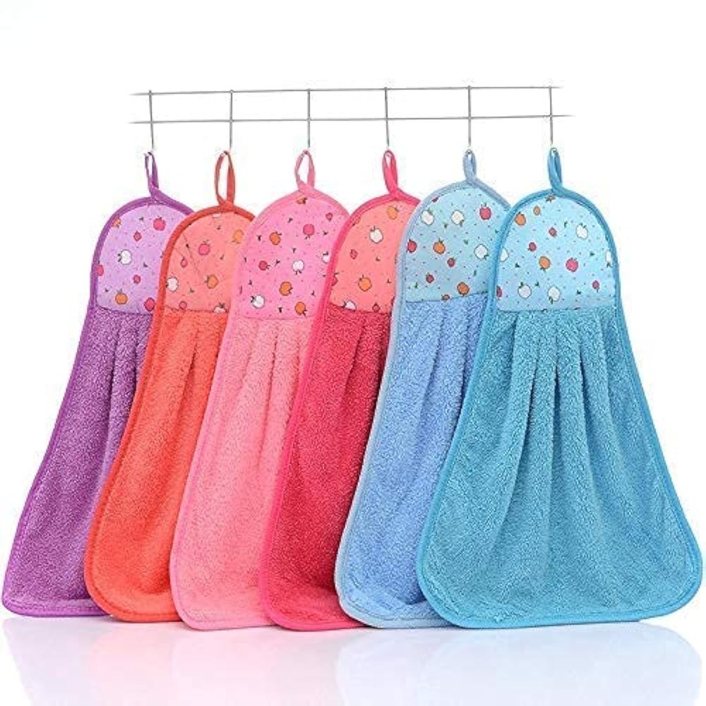 HSR Collection Hanging Cotton Double Sided Washbasin Napkin/Hand Towel for Kitchen and Bathroom (Multicolour) 6 Pieces