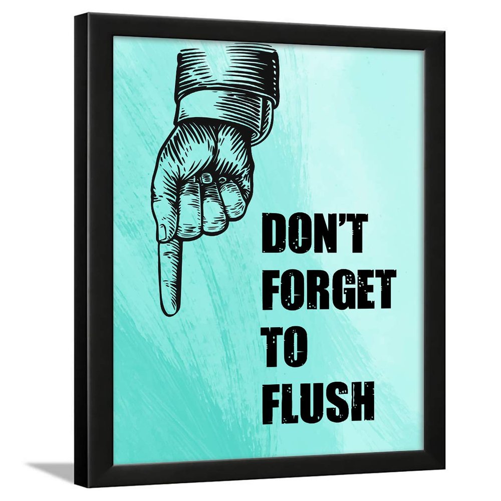 Chaka Chaundh - bathroom posters with frame - Washroom Quotes Frames - Toilet Quotes Wall Hanging - bathroom etiquette poster bathroom rules poster - (14 X 11 inches) (Aqua color)