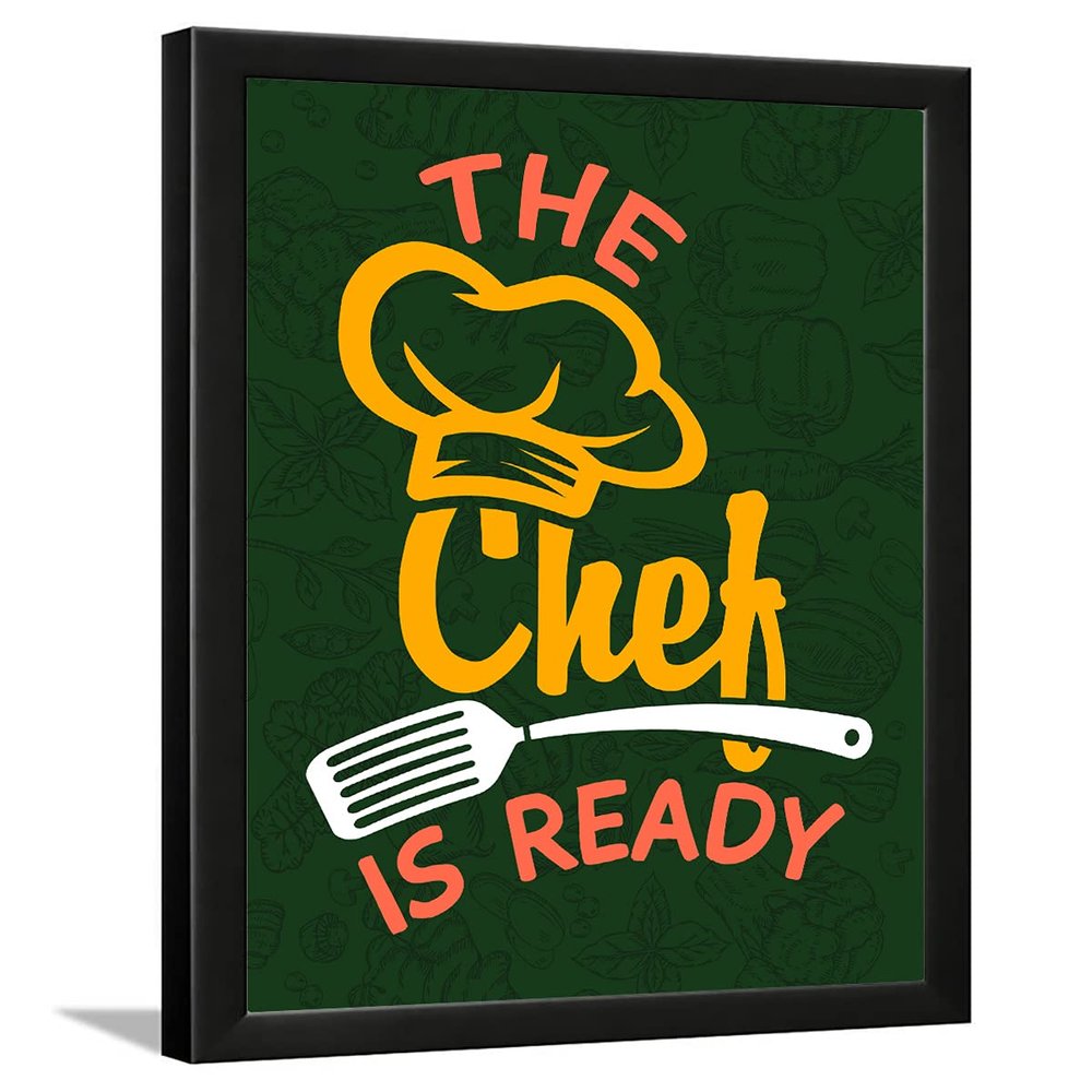 Chaka Chaundh - Kitchen Posters for Wall - Kitchen posters framed - Kitchen quotes wall frames - Posters for kitchen quotes decor  Kitchens quotes wall hanging - (13.5 X 10.5 inches) (Green - Chef)