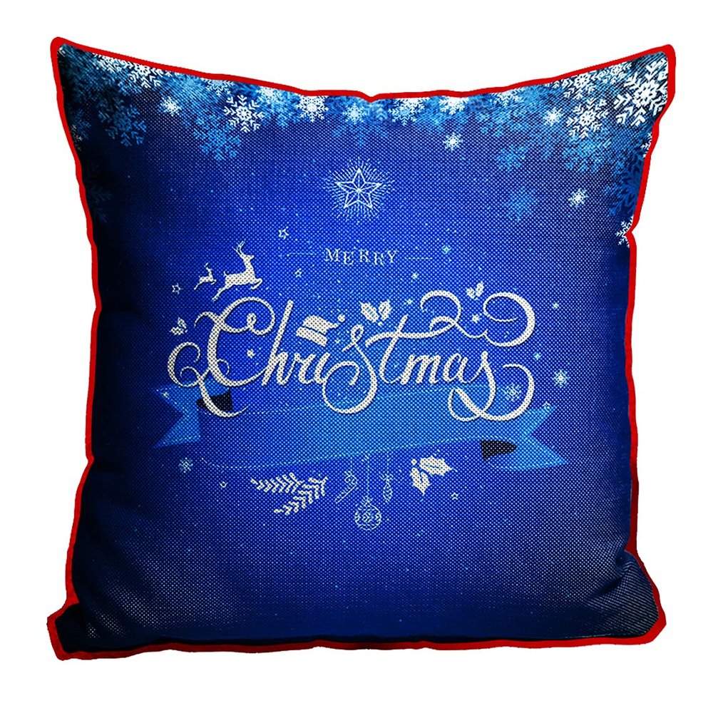 DREAMVIO Polyester Jute Merry Christmas Throw/Pillow Covers, Cushion Covers for Living Room - Set of 1, 24 X 24 Inch (Multicolor, Dv24Mccjute0011)