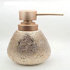 Toto Deals Ceramic Premium Antique Embrodery Design Liquid Soap Dispenser (Colour: Copper, Capacity: 300ml)