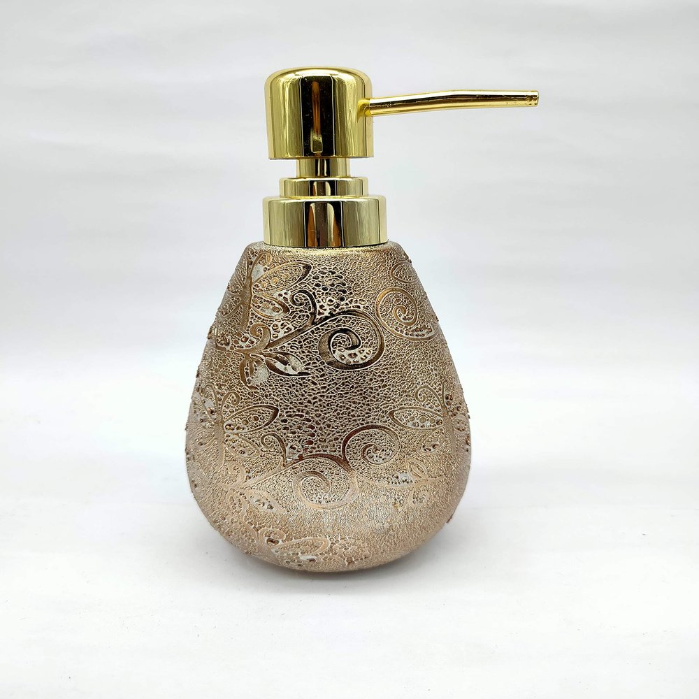Toto Deals Ceramic Premium Antique Embrodery Design Liquid Soap Dispenser (Colour: Bronze, Capacity: 300ml)