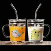 ElysianStores - Glass Tumbler with Handle and Clear Lid of Scale and Straw Design 14oz MugClear (Seaworld) (Tumbler with Handle_ (1) view 1