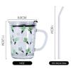 ElysianStores - Glass Tumbler with Handle and Clear Lid of Scale and Straw Design 14oz MugClear (Seaworld) (Tumbler with Handle_ (1) view 2