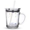 ElysianStores - Glass Tumbler with Handle and Clear Lid of Scale and Straw Design 14oz MugClear (Seaworld) (Tumbler with Handle_ (1) view 4