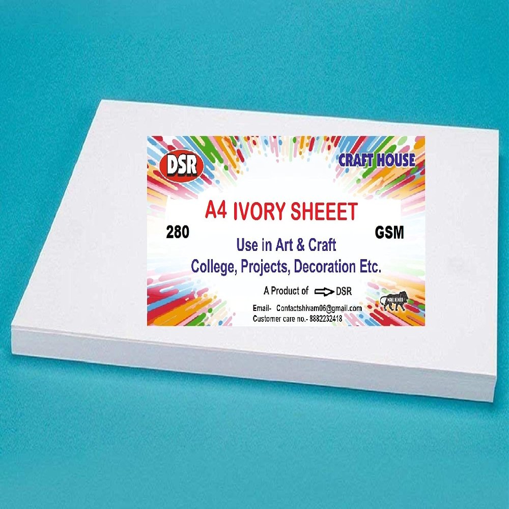 ECLET A4 Size, 300 GSM Smooth Finish Ivory Drawing Paper Sheets, White, 8.25 Inch x 11.75 Inch, Combo Pack of 100 Sheets