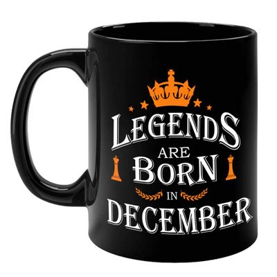 FirseBUY Legends are Born in December Printed 11 Oz Ceramic Coffee Mug Gift for Men (Black)