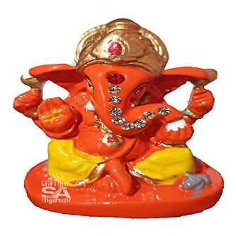 S A GIFTS Marble Lord Ganesha Idol for Car Dashboard, Marble Ganesha Murti, Ganesha Idol for Home & Pooja Room (5 x 4 x7 cm)