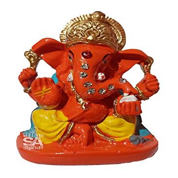 S A GIFTS Marble Lord Ganeshji Idol for Car Dashboard, Home & Pooja Room (6 x 4 x 9 cm)
