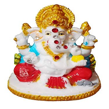 S A GIFTS Marble Lord Ganesha Idol for Car Dashboard, Ganesha Idol for Home & Pooja Room (6 x 5 x 9 cm)