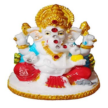 S A GIFTS Marble Lord Ganesha Idol for Car Dashboard, Ganesha Idol for Home & Pooja Room (6 x 5 x 9 cm)
