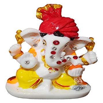 S A GIFTS Marble Lord Ganesha Idol for Car Dashboard, Marble Ganesha Murti, Ganesha Idol for Home & Pooja Room (6 x 4 x 6 cm)