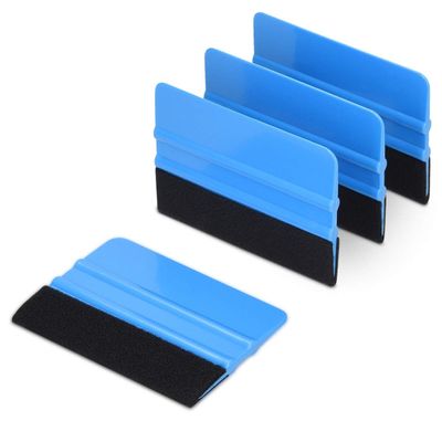 SPAK- KAL Plastic Felt Edge Squeegee - Car Squeegee Decal Soft Vinyl Wrap Window Tint Application Tool - 4 Inch Soft Felt Edge Scraper - 4 Pieces