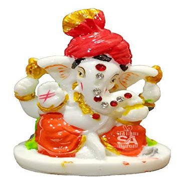 S A GIFTS Marble Lord Ganeshji Idol for Car Dashboard, Marble Ganesha Murti, Ganesha Idol for Home Puja (6 x 4 x 9 cm)