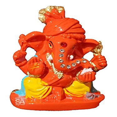 S A GIFTS Marble Lord Ganesha Idol for Car Dashboard, Marble Ganesha Murti, Ganesha Idol for Home & Pooja Room (4 x 4 x 9 cm)