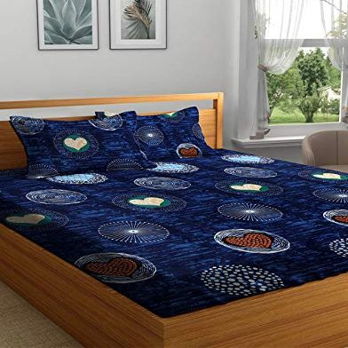 RDK Glace Cotton Double Bedsheet with 2 Pillow Covers