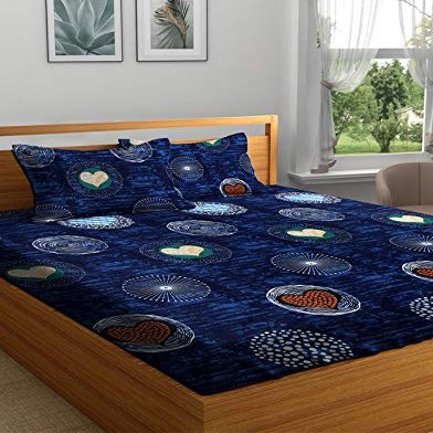 RDK Glace Cotton Double Bedsheet with 2 Pillow Covers