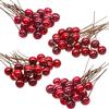 Ascension 100pcs Artificial Holly Berries, 10 mm Fake Berries Decor on Wire for Christmas Tree Decorations Flower Wreath DIY Craft Use (Red) view 1